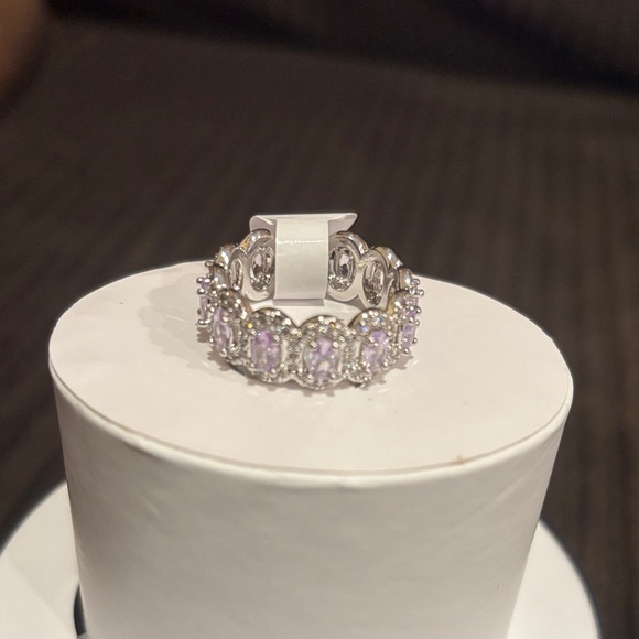Lavender on Rhodium Ring - Picture 2 of 4